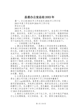 县委办公室总结20XX年