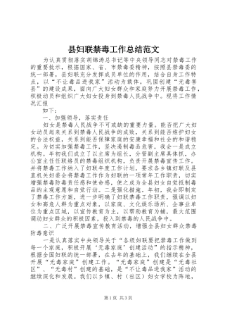 县妇联禁毒工作总结范文 