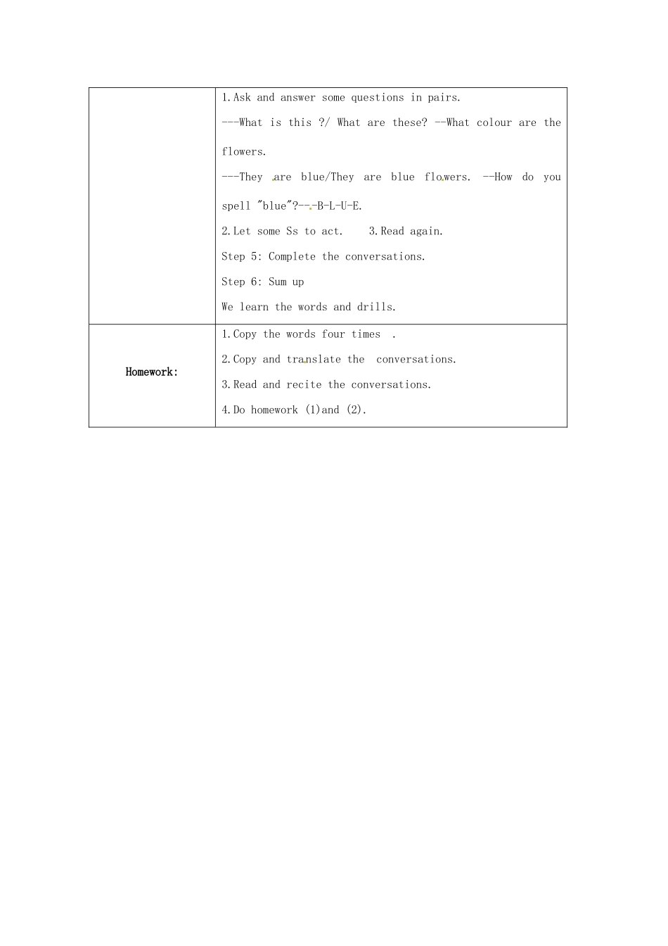 （预备篇）七年级英语上册 Starter Module 3 Unit 1 What colour is the apple教案 外研版_第2页