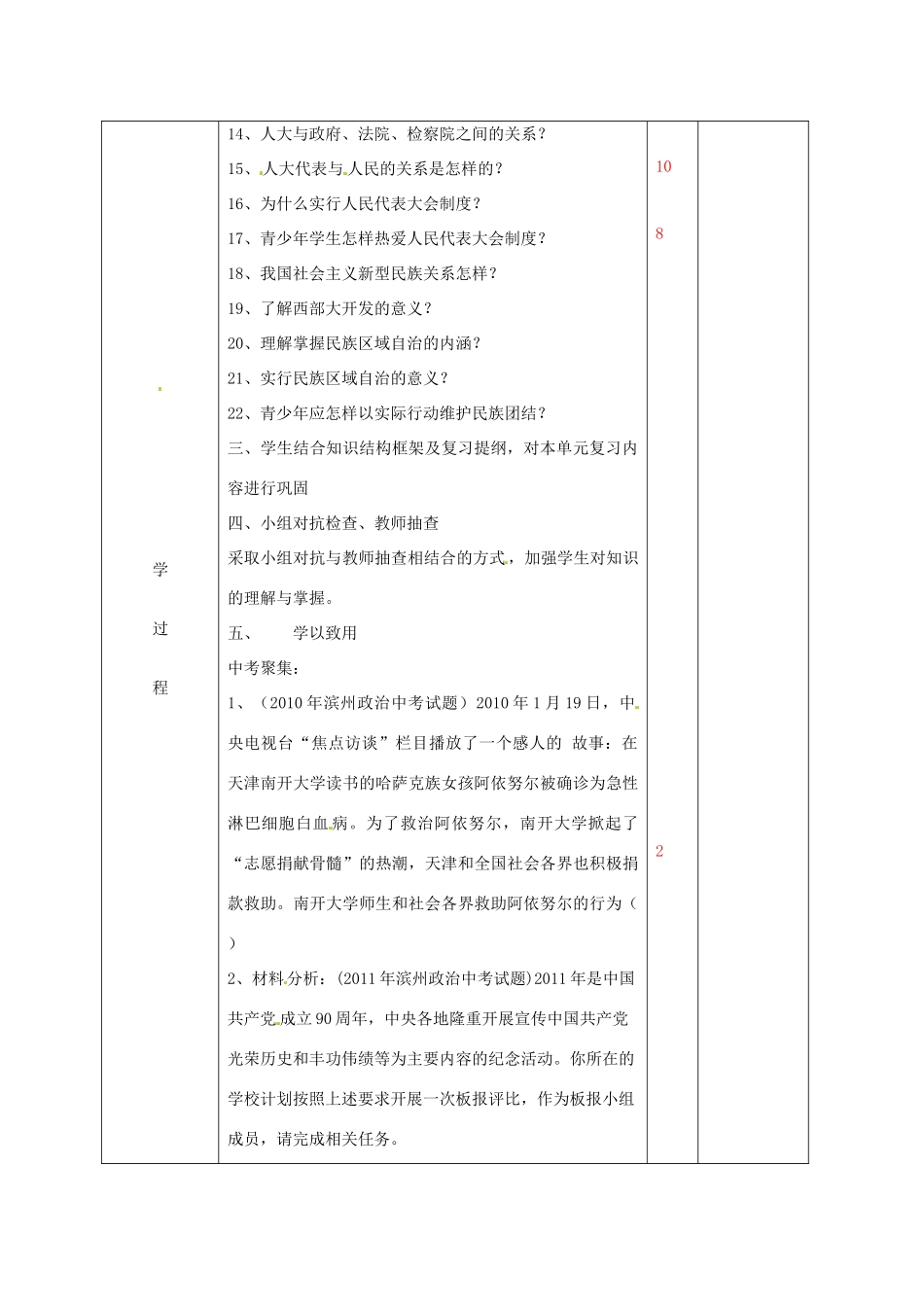 山东省滨州市邹平实验中学九年级政治全册 第二单元复习导学案 鲁教版_第2页