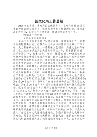 县文化局工作总结 