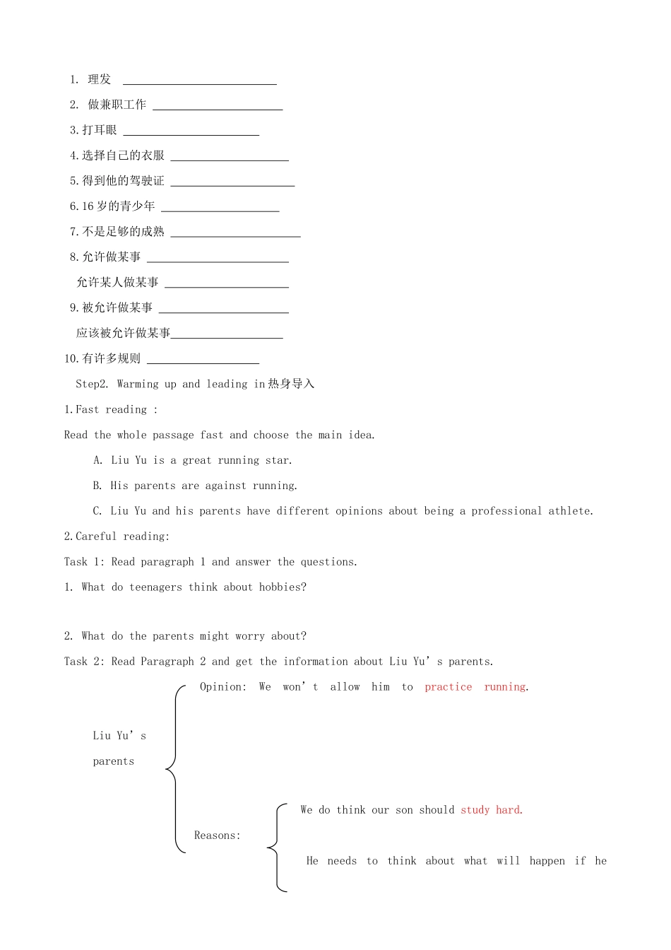 （水滴系列）九年级英语全册 Unit 3 Teenagers should be allowed to choose their own clothes（第6课时）教案 人教新目标版-人教新目标版初中九年级全册英语教案_第2页