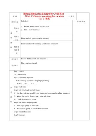 湖南省茶陵县世纪星实验学校八年级英语《Unit 3 What are you doing for vacation （6）》教案
