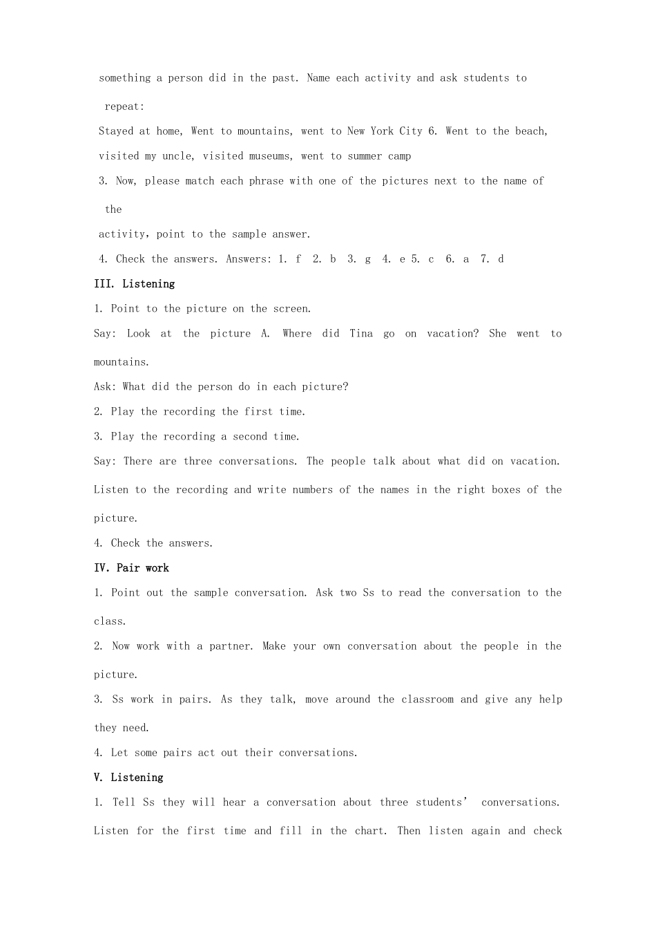 湖南省浏阳市大瑶镇大瑶初级中学八年级英语上册 Unit 1 Where did you go on vacation（第1课时）教案 （新版）人教新目标版_第2页