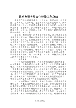 县地方税务局文化建设工作总结 