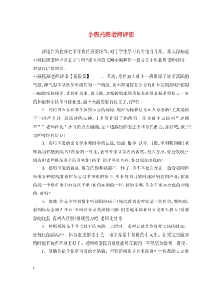 小班托班老师评语 