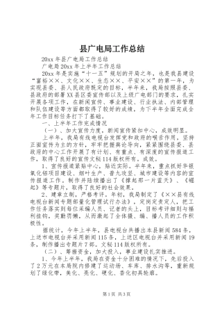 县广电局工作总结 