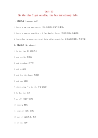 黑龙江虎林八五零农场学校九年级英语下册 Unit 10 By the time I got outside2教案 人教新目标版