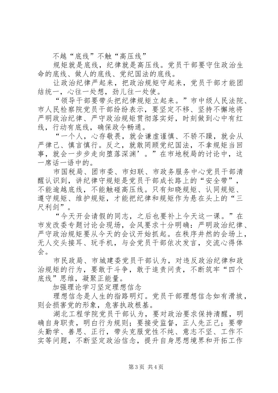 市经信局严明政治纪律严守政治规矩集中教育活动总结 _第3页