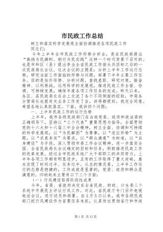 市民政工作总结 