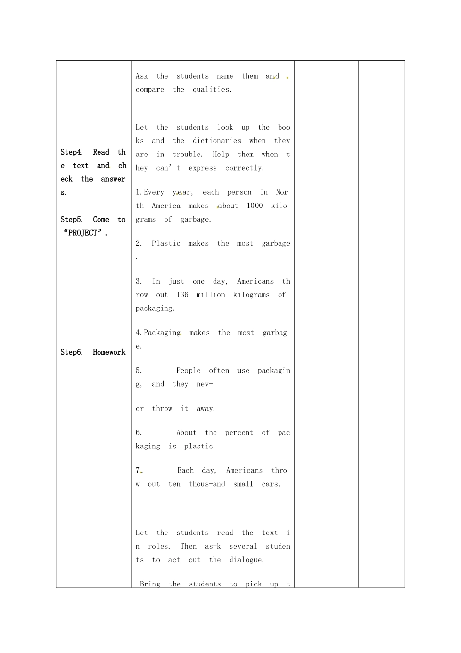 甘肃省景泰县五佛中学八年级英语下册 Unit 8 Save Our World lesson 59  Let’s Look at Garbage!教案 冀教版_第2页