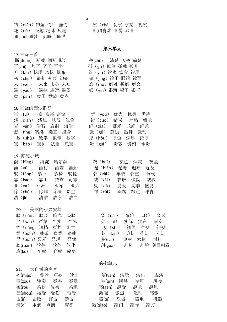 部编三年级上册语文写字表注音组词_第3页
