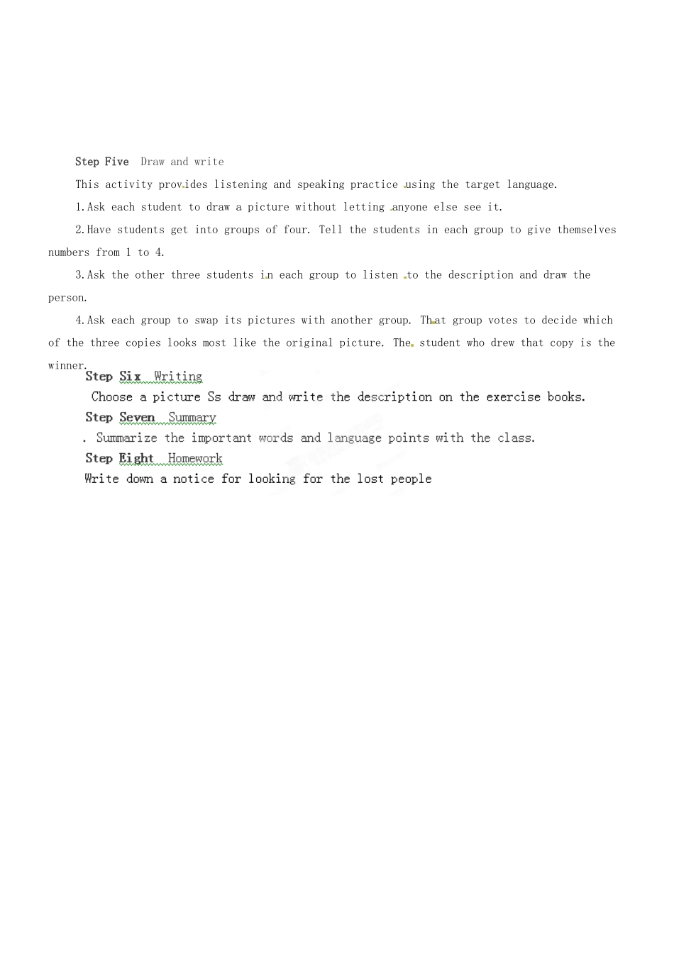 湖北省荆门市钟祥市兰台中学七年级英语下册《Unit9 What does he look like Period 4》教案 人教新目标版_第2页