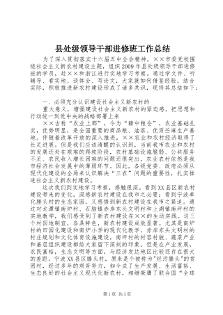 县处级领导干部进修班工作总结 