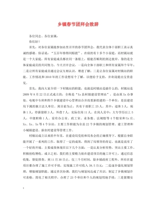 乡镇春节团拜会致辞