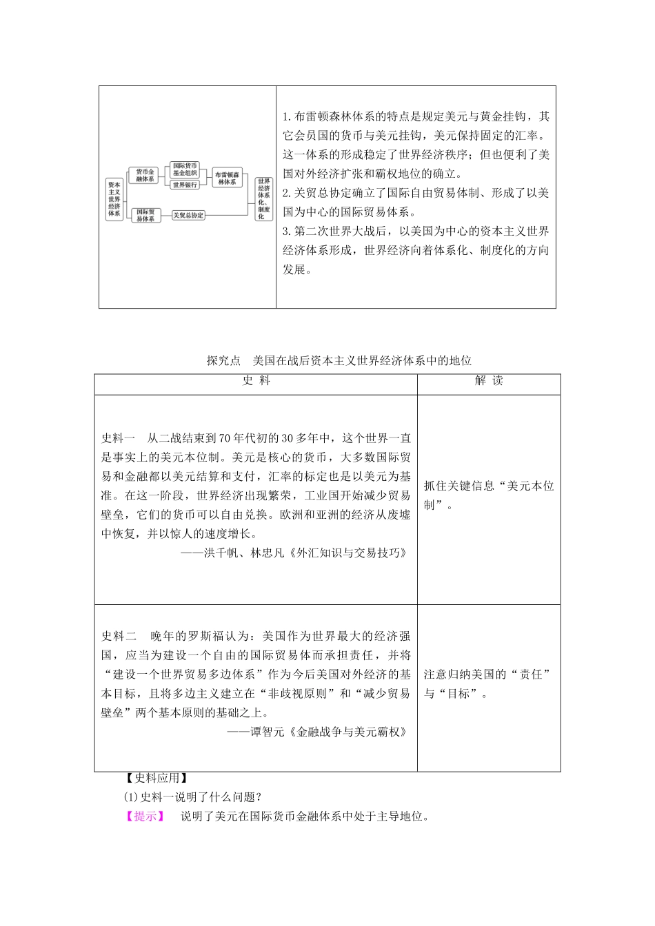 高中历史 第5单元 经济全球化的趋势 第23课 战后资本主义世界经济体系的形成学案 岳麓版必修2-岳麓版高一必修2历史学案_第3页