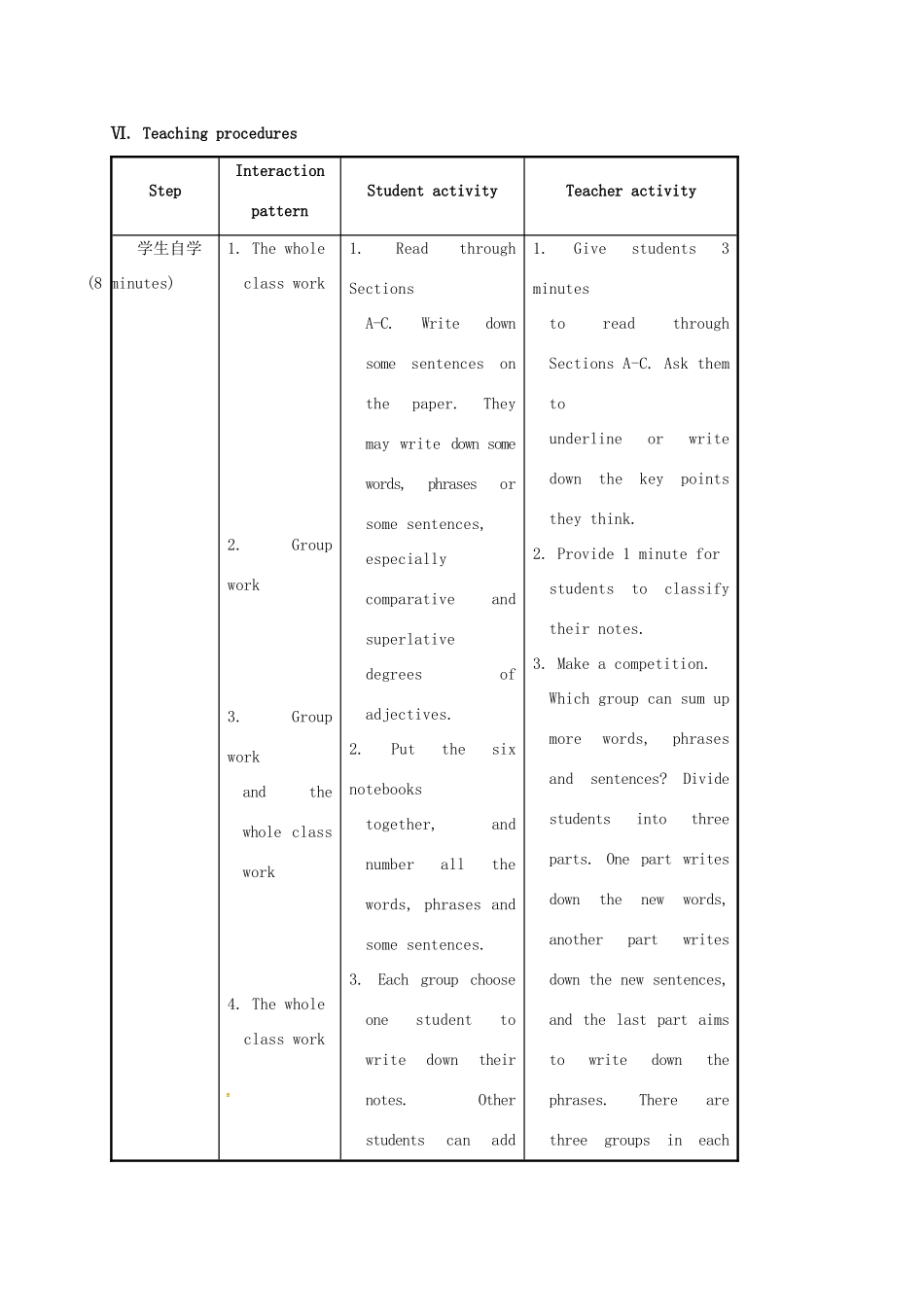 河北省沙河市八年级英语上册 Unit 4 Our World Topic 1 What's the strongest animal on the farm Section D教案 （新版）仁爱版-（新版）仁爱版初中八年级上册英语教案_第3页