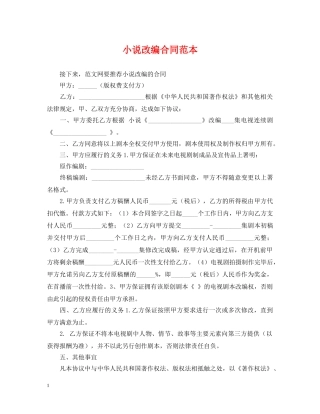 小说改编合同范本 