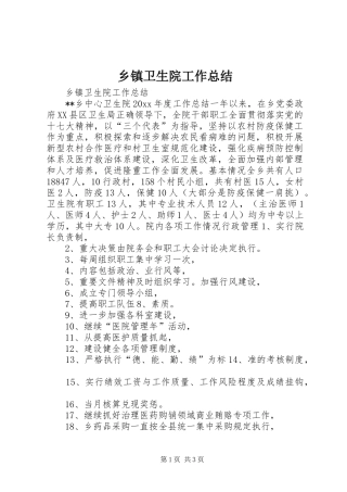乡镇卫生院工作总结 (23)