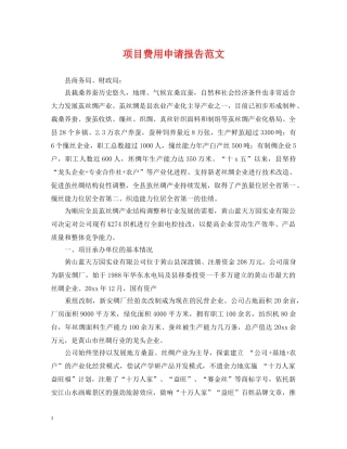 项目费用申请报告范文 