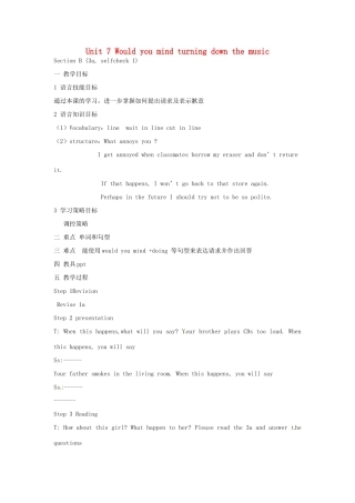 浙江省温州市第二十中学八年级英语下册 Unit 7 Would you mind turning down the music Section B (3a，selfcheck 1)教案 人教新目标版