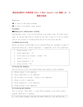 湖北省安陆市八年级英语《Unit 2 What should I do》教案（4） 人教新目标版