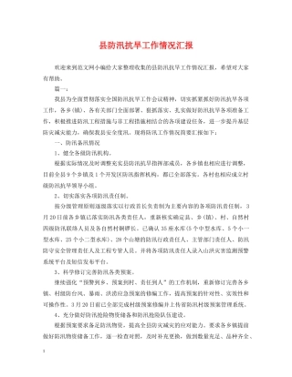 县防汛抗旱工作情况汇报 