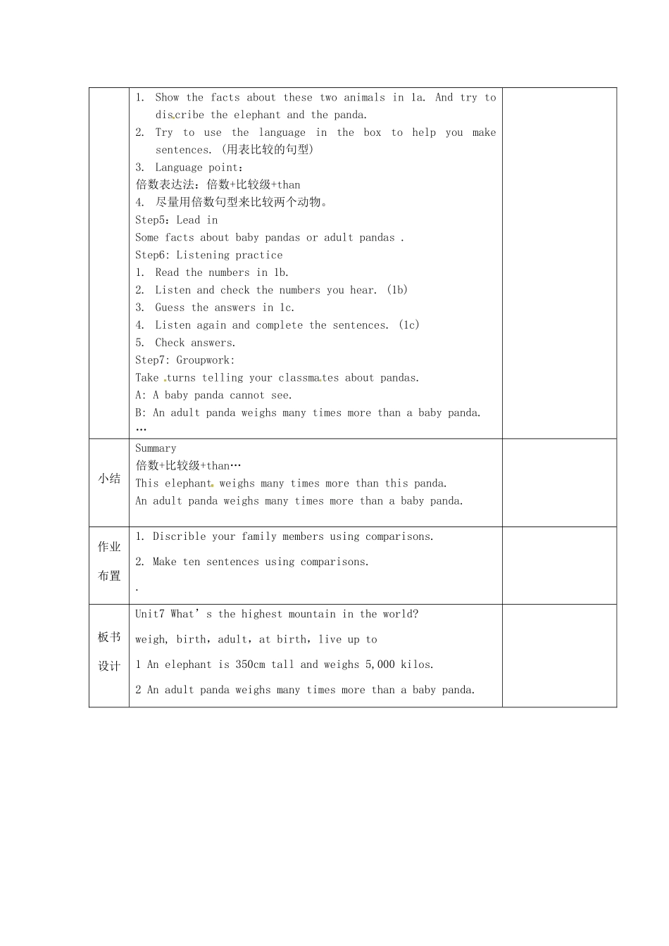 河北省邯郸市肥乡县八年级英语下册 Unit 7 What’s the highest mountain in the world Section B（1a-1d）教案 （新版）人教新目标版-（新版）人教新目标版初中八年级下册英语教案_第2页