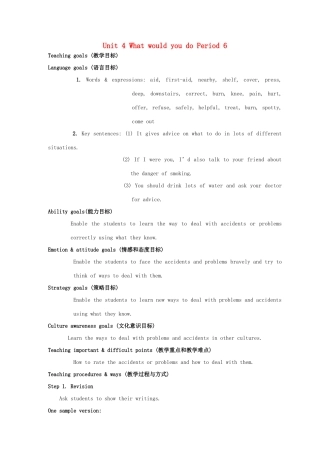 黑龙江省铁力市第五中学九年级英语全册 Unit 4 What would you do Period 6教案 人教新目标版