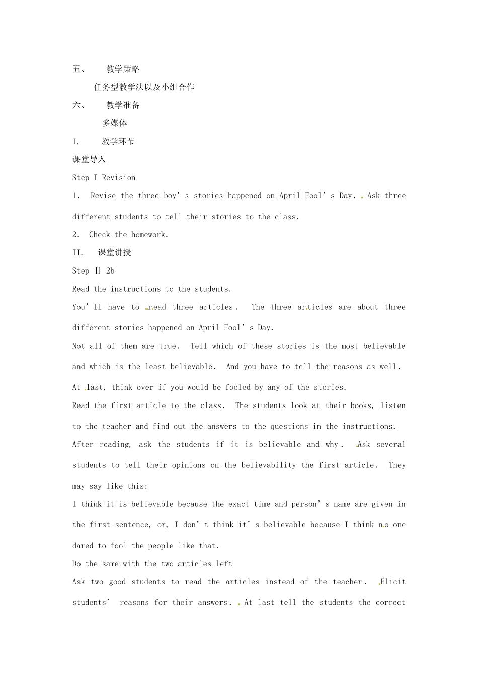 秋九年级英语全册 Unit 7《Life is full of the unexpected》（Section B 2b-Self check）教案 （新版）鲁教版五四制-鲁教版五四制初中九年级全册英语教案_第2页