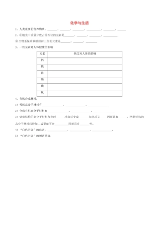 中考化学复习学案 化学与生活 人教版