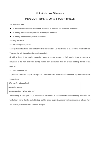 牛津版八年级英语Unit 6 Natural Disasters(8)SPEAK UP & STUDY SKILLS