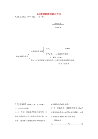 九年级化学下册《7.3溶液浓稀的表示》学案粤教版