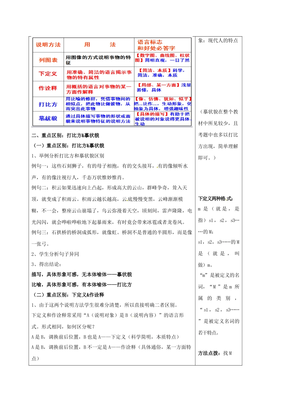 内蒙古鄂尔多斯市中考语文 说明文专题复习三 说明方法与及其作用学案-人教版初中九年级全册语文学案_第2页