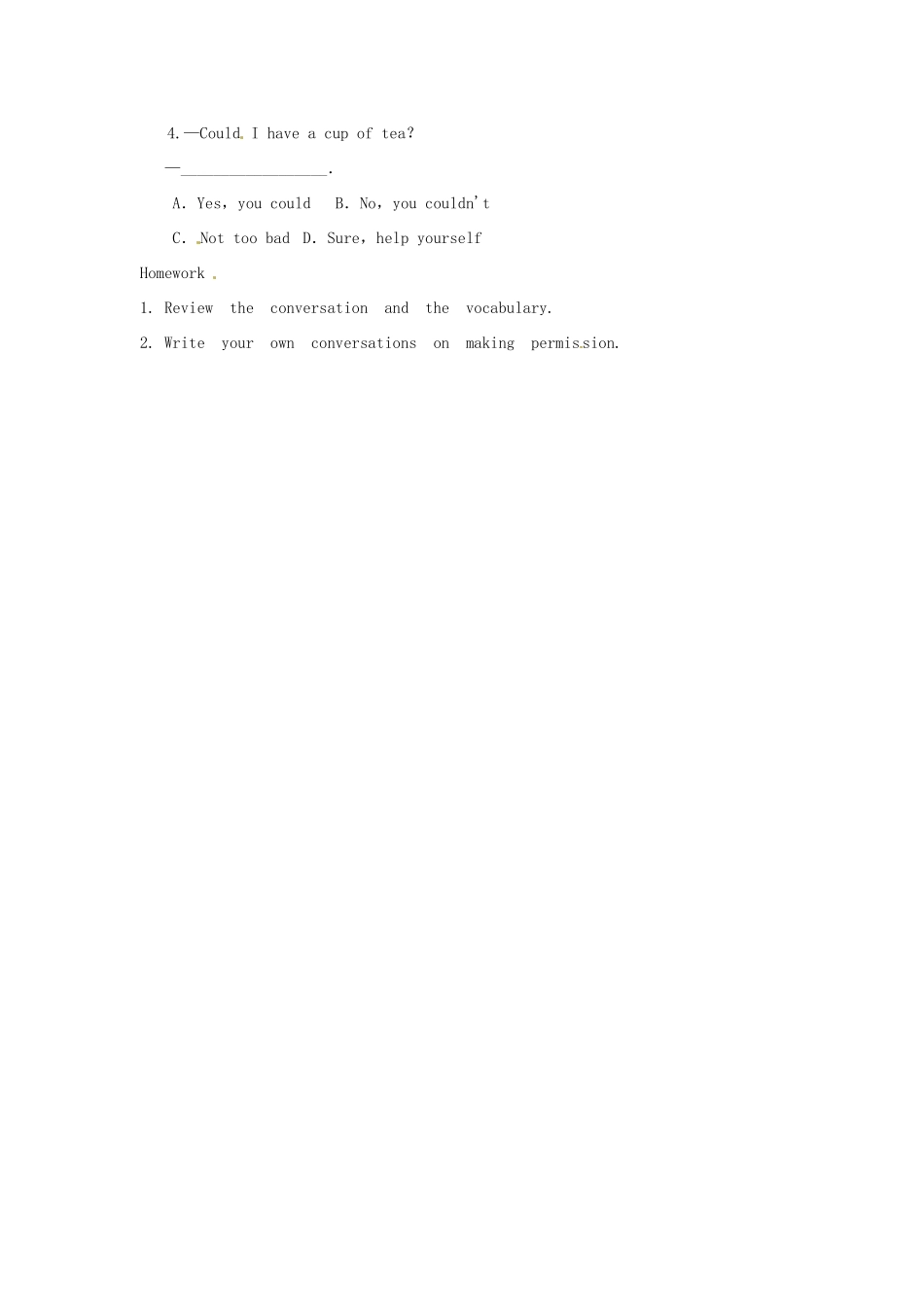 河北省邢台市临西一中八年级英语上册《Unit 11 Could you please clean your room Period 2》教学设计 人教新目标版_第3页