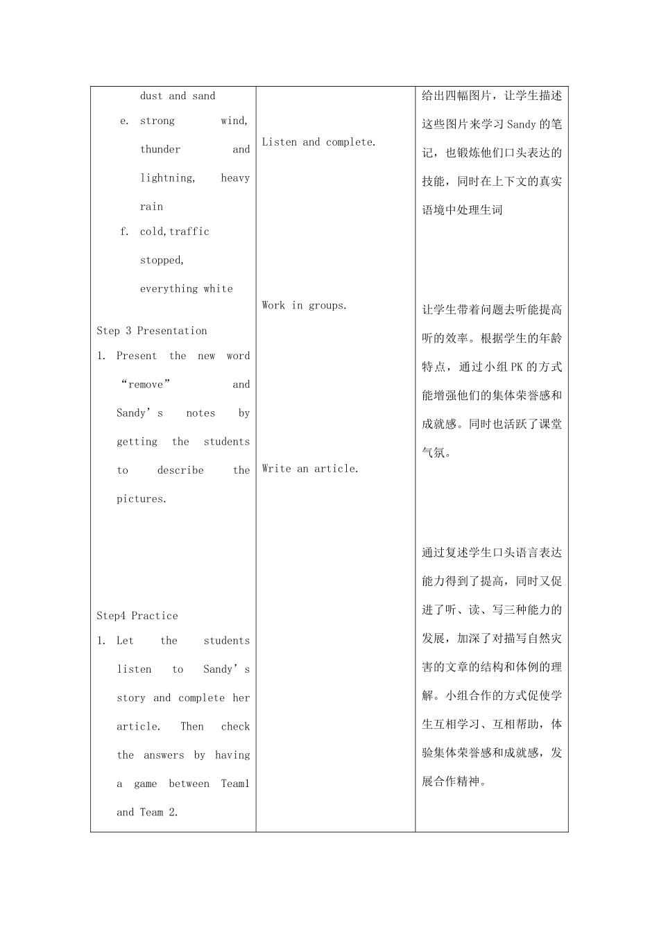 （骨干教师竞赛作品）八年级英语上册《8A Unit 6 Natural Disasters“Main Task”》教学案 牛津版_第3页