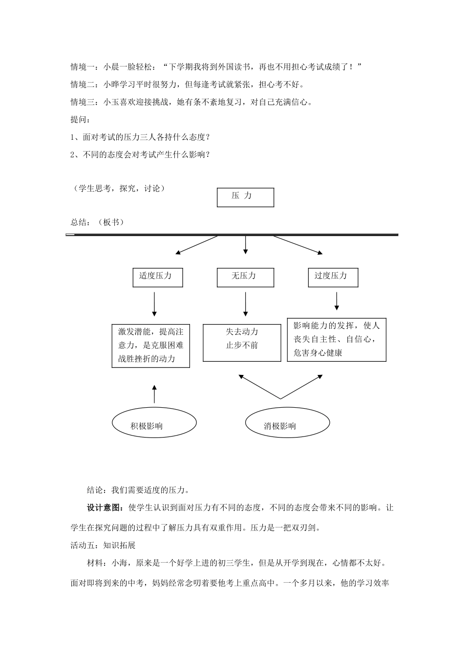 七年级政治下册 《了解压力》教学设计 北师大版教材_第3页