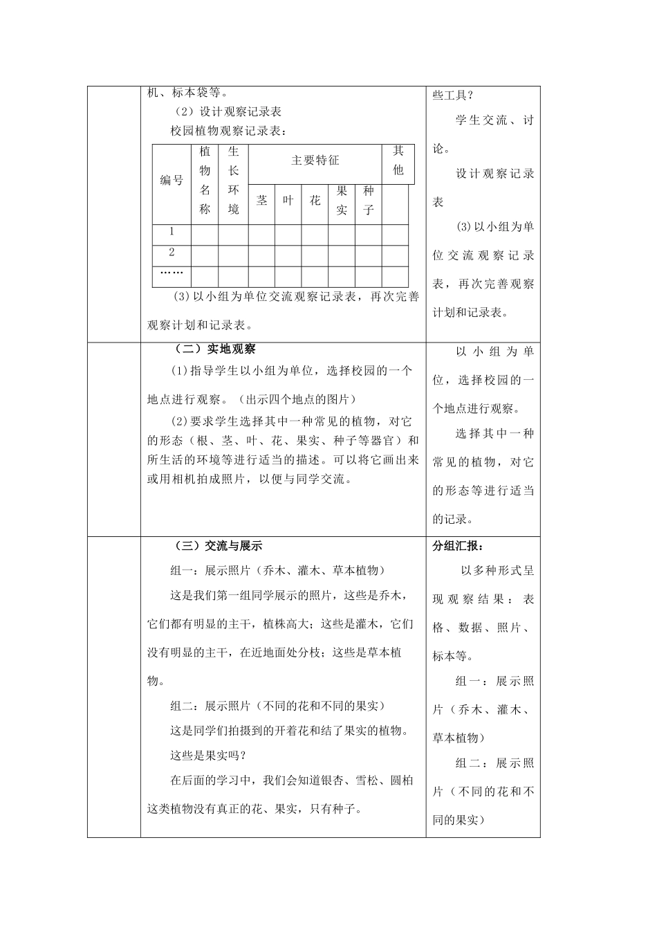 2013-2014学年七年级生物下册 11.1 地面上的植物教案 （新版）苏科版_第3页