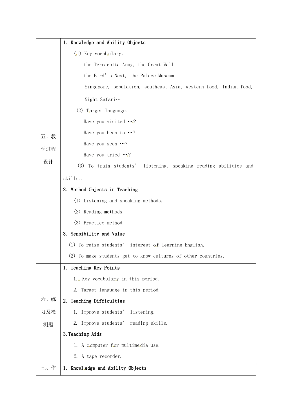 陕西省石泉县八年级英语下册 Unit 9 Have you ever been to a museum Section B（1a-1d）教案 （新版）人教新目标版-（新版）人教新目标版初中八年级下册英语教案_第2页