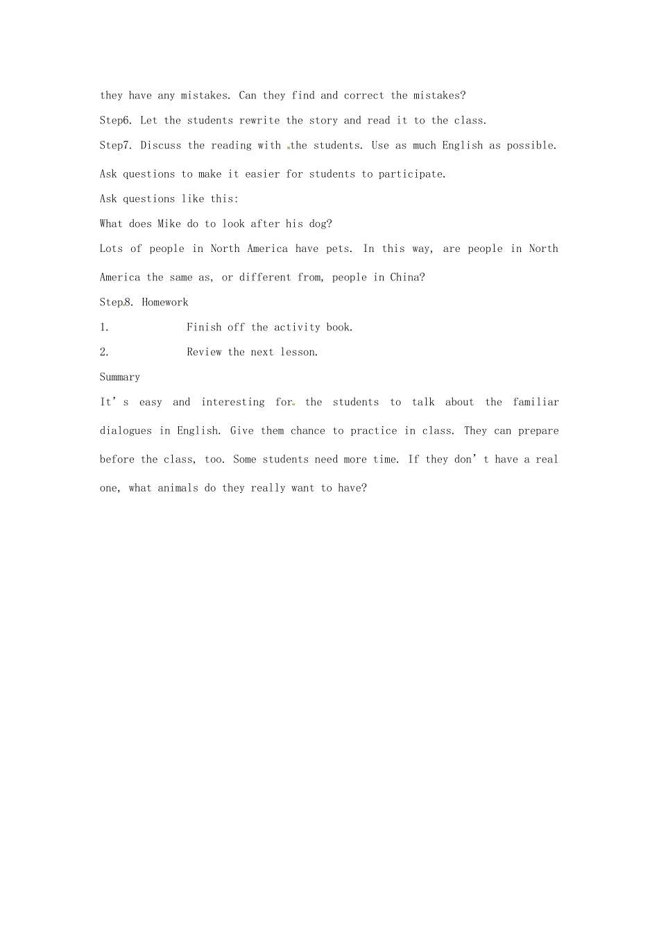 河北省工程大学附属中学八年级英语 lesson 18 Brandy Hates Cats教案_第2页