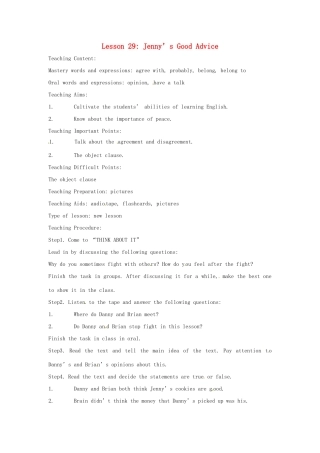 英语：Unit 4 Work for Peace Lesson 5英文教案（冀教版九年级下）