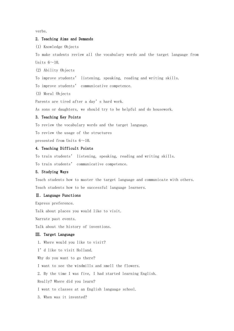 湖北省武汉市北大附中武汉为明实验中学九年级英语上册《Unit 6-Unit 10》复习教案 人教新目标版_第2页