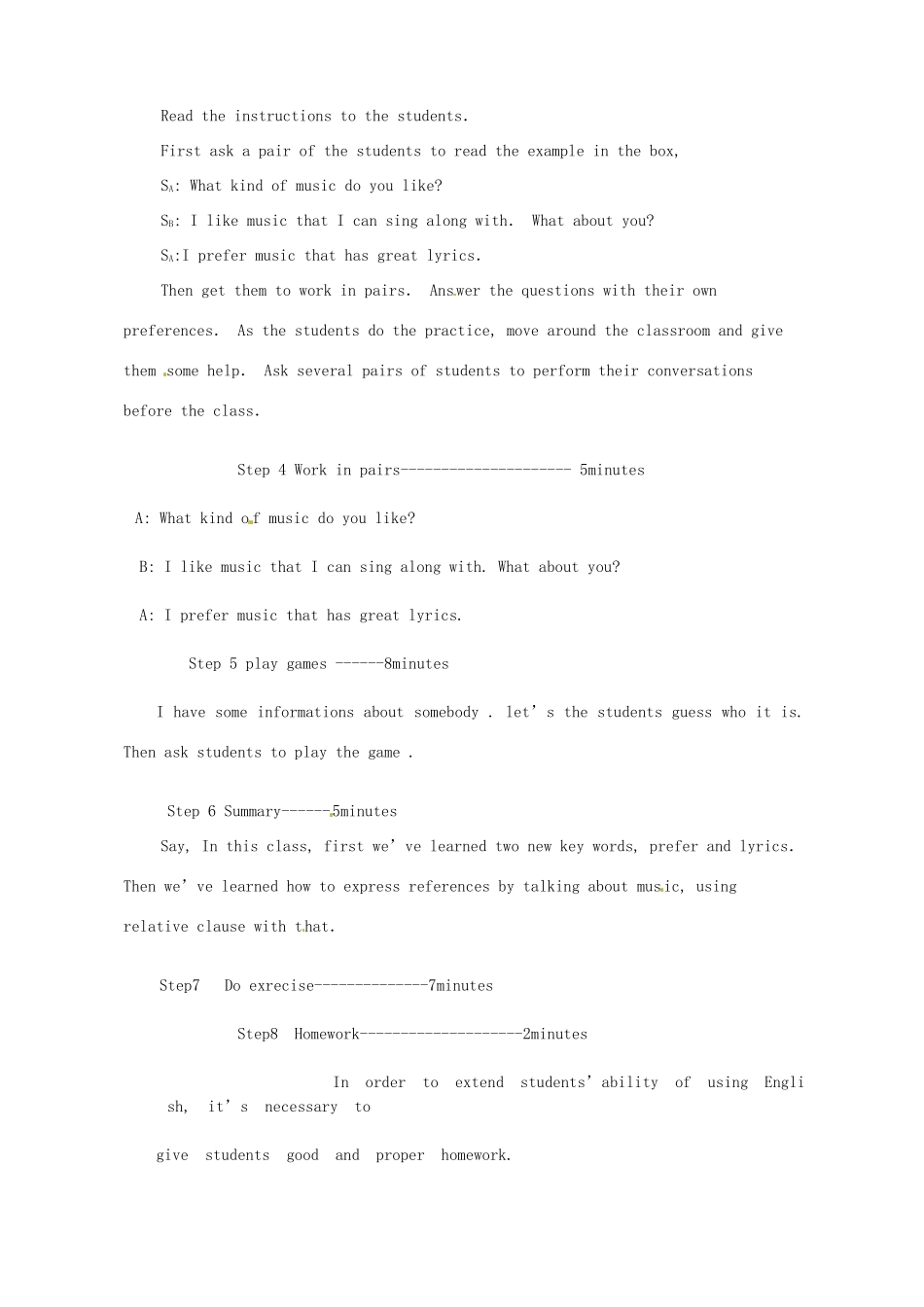 河南省安阳市第三十二中学九年级英语全册《Unit 6 I like music that I can dance to》The 1st Period教案 人教新目标版_第3页