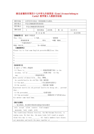 湖北省襄阳市第四十七中学九年级英语《Unit 5 It must belong to Carla》教学案5 人教新目标版