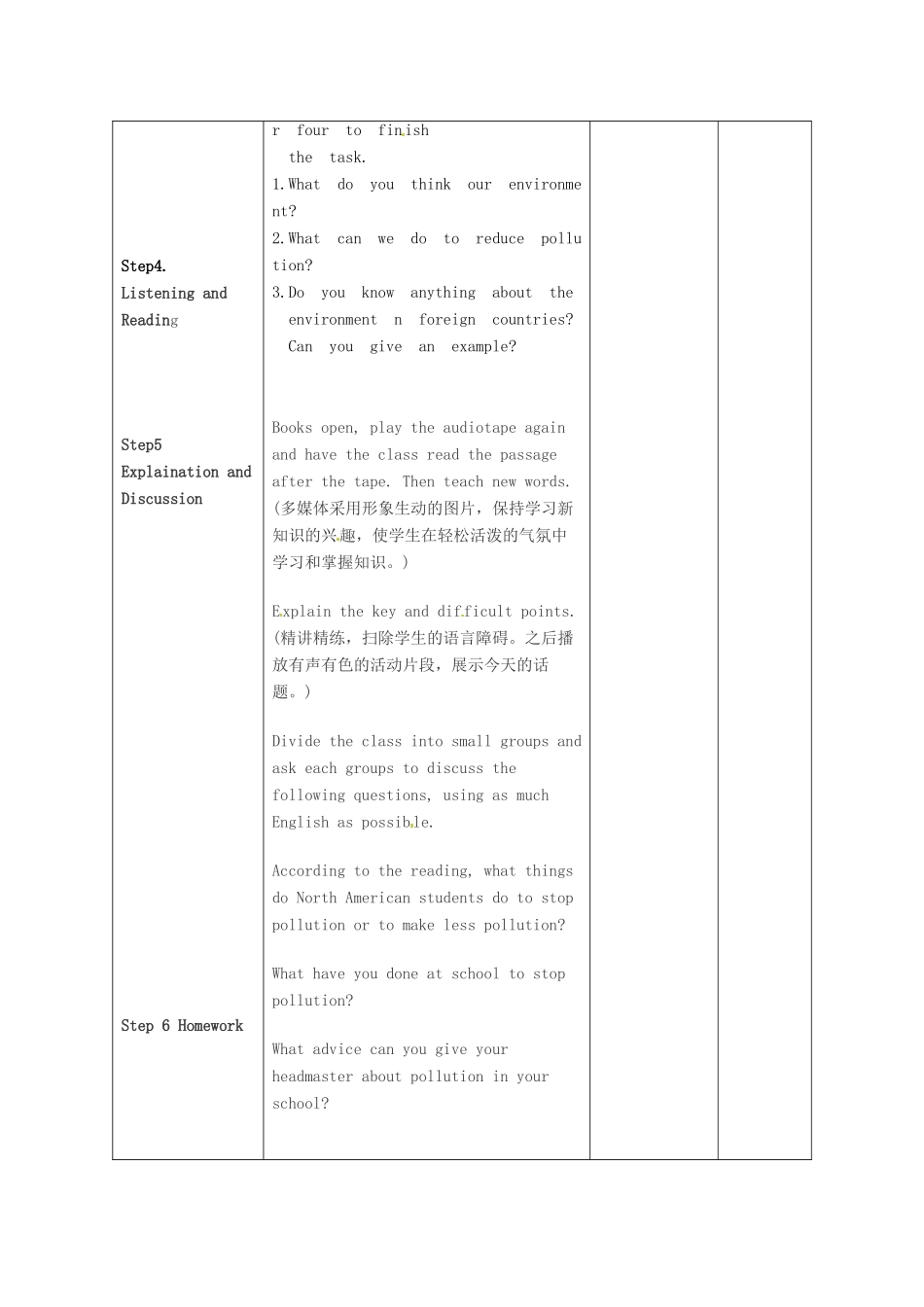 甘肃省景泰县五佛中学八年级英语下册 Unit 8 Save Our World lesson 58 Stop Pollution教案 冀教版_第2页