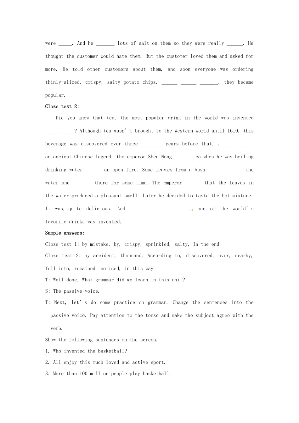 河南省南乐县张果屯乡中学九年级英语《Unit 9 When was it invented：Period 3》教案 人教新目标版_第2页