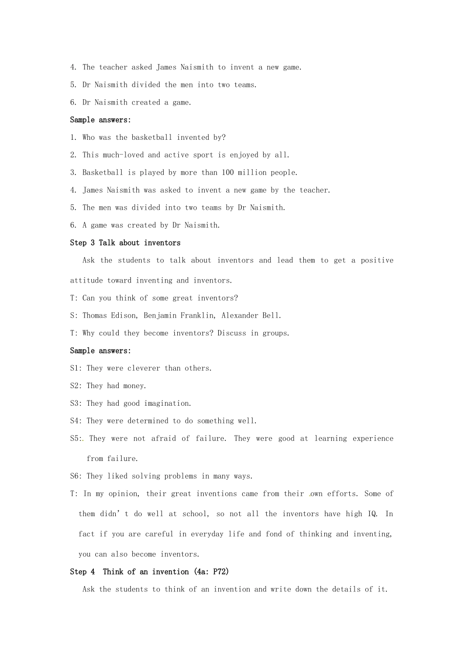 河南省南乐县张果屯乡中学九年级英语《Unit 9 When was it invented：Period 3》教案 人教新目标版_第3页