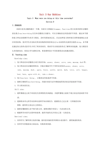 河北省沙河市八年级英语上册 Unit 3 Our Hobbies Topic 3 What were you doing at this time yesterday Section D教案 （新版）仁爱版-（新版）仁爱版初中八年级上册英语教案