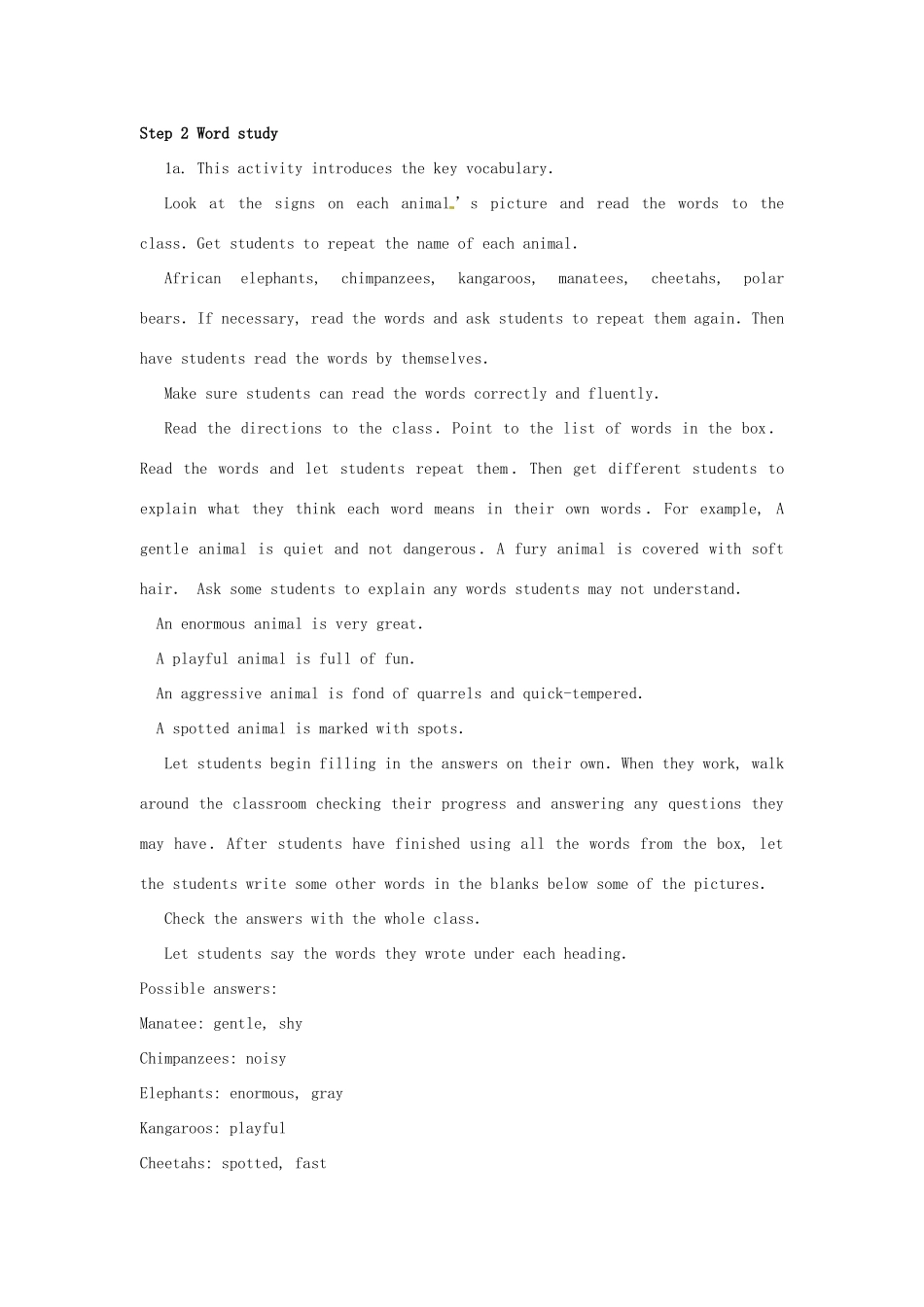 河南省南乐县张果屯乡中学九年级英语《Unit 15 We’re trying to save the manatees!：Period 1》教案 人教新目标版_第2页