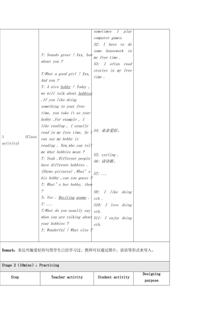 秋八年级英语上册 Unit 3 Topic 1 What's your hobby Period 1教学案例设计 （新版）仁爱版-（新版）仁爱版初中八年级上册英语教案_第3页